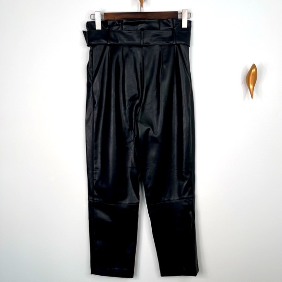 H&M, Size:6, Black Paperbag Vegan Leather, High Rise Tapered Leg Pants, EUC! - Picture 7 of 13